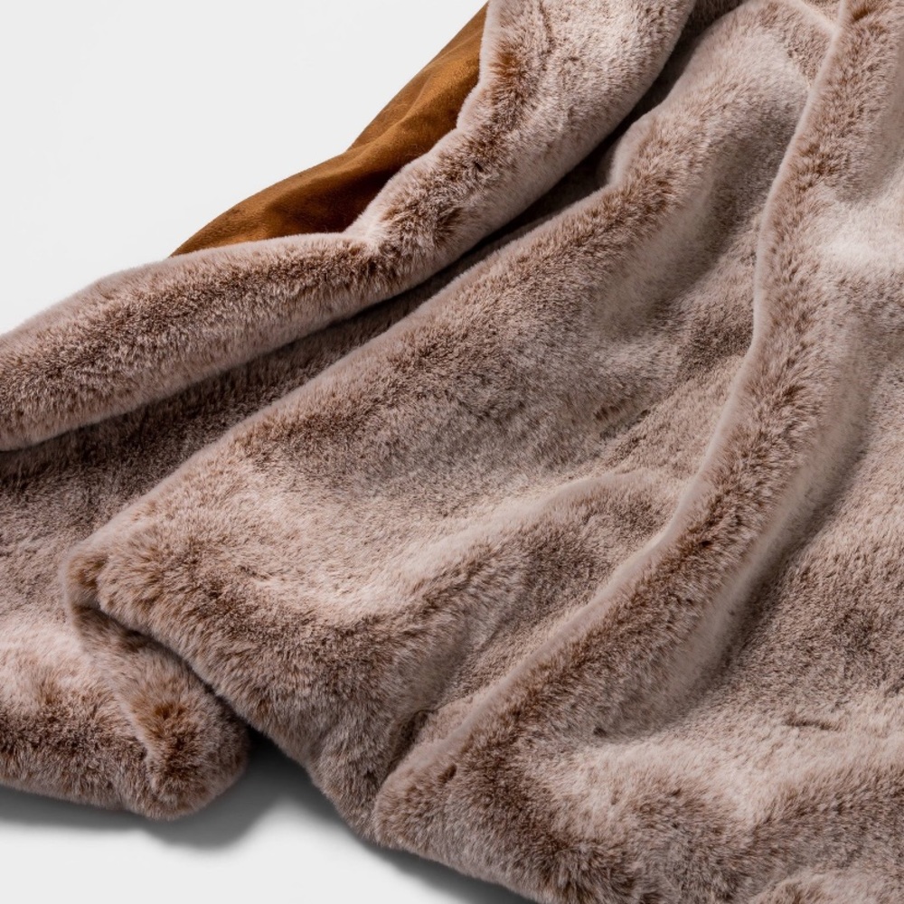 THRESHOLD NWOT faux fur throw blanket 50x60